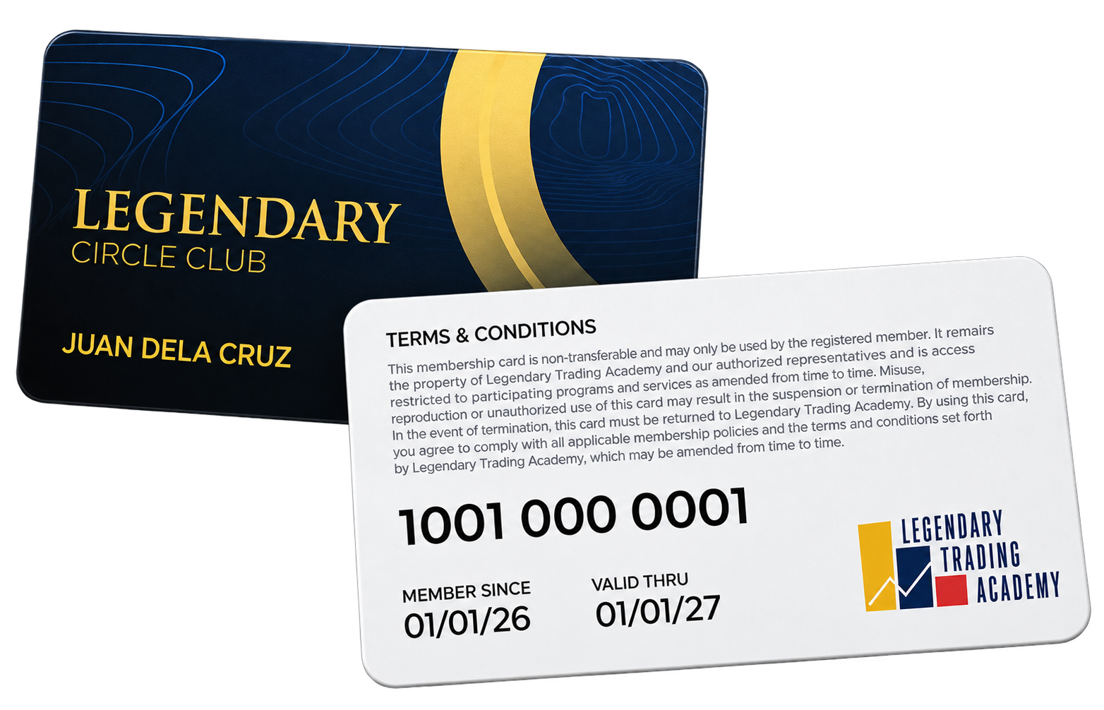 Official Legendary Circle Club membership card, front and back
