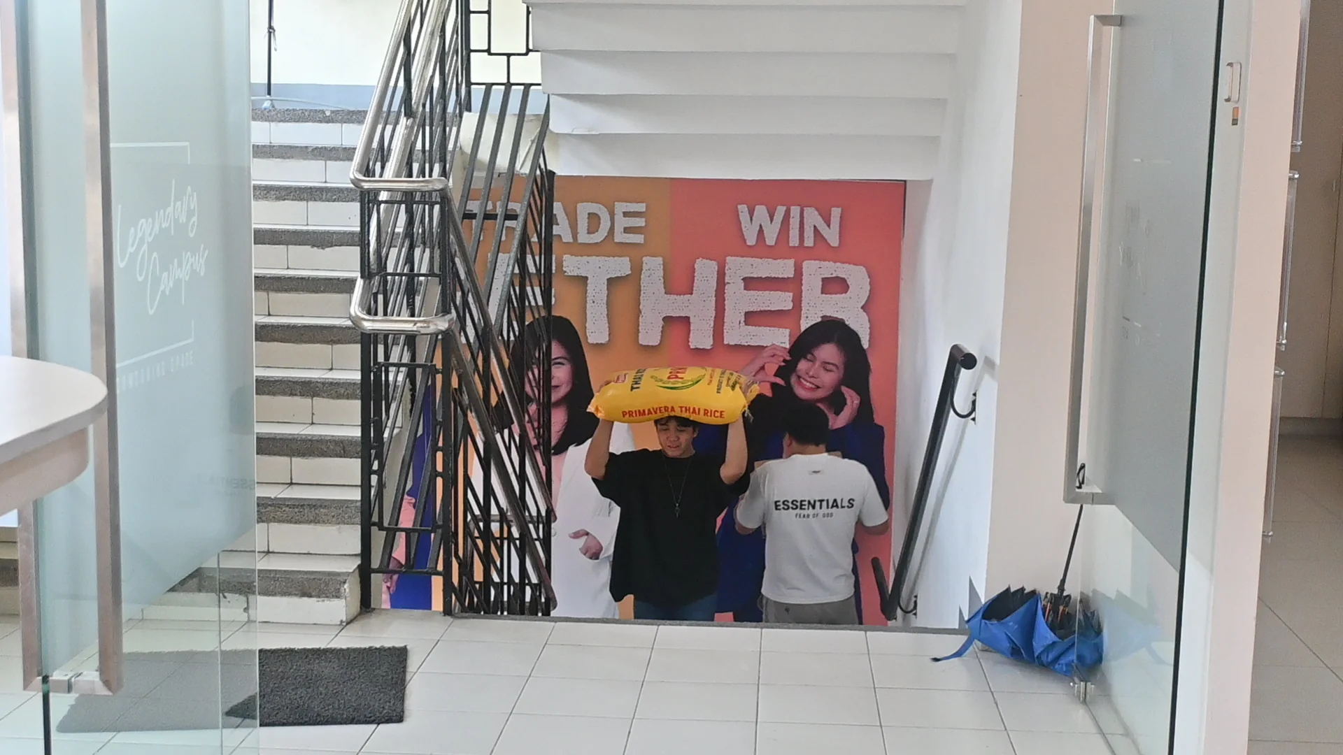 Volunteers bringing donation supplies together